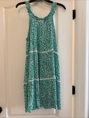 Lucky Brand Teal Green Floral Smocked-Strap Casual Sundress